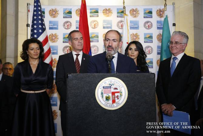 LA to be focus of enhancing cooperation with California, PM Nikol Pashinyan says at City Hall  