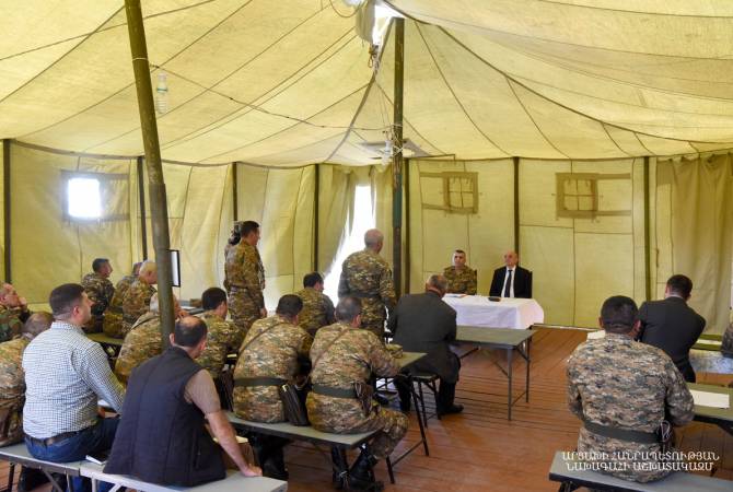 President of Artsakh holds meetings with participants of musters in ongoing drills 