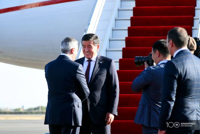 President of Kyrgyzstan Sooronbay Jeenbekov arrives in Armenia