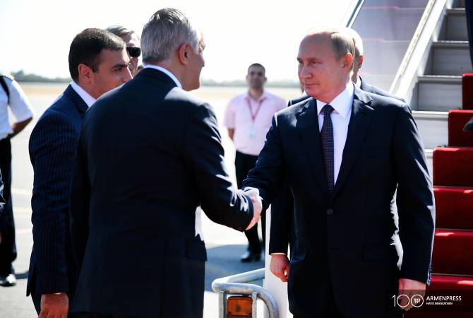 Vladimir Putin arrives in Armenia
