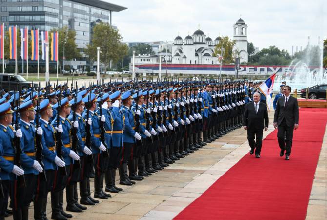 Official welcoming ceremony for Armenian President held in Palace of Serbia