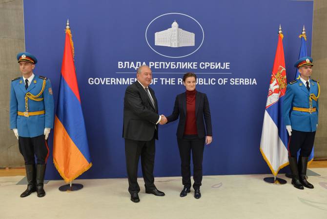 رئيس الجمهورية الأرمينية أرمين سركيسيان يلتقي برئيسة وزراء صربيا آنا برنابيتش في بلغراد