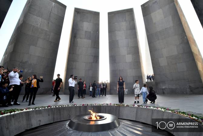 Kim and Kourtney Kardashian visit Armenian Genocide Memorial in Yerevan