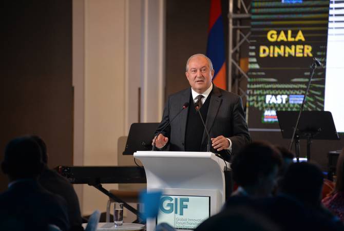 رئيس الجمهورية أرمين سركيسيان يحضر حفل عشاء منتدى الابتكار العالمي 2019-تحويل الذكاء بيريفان