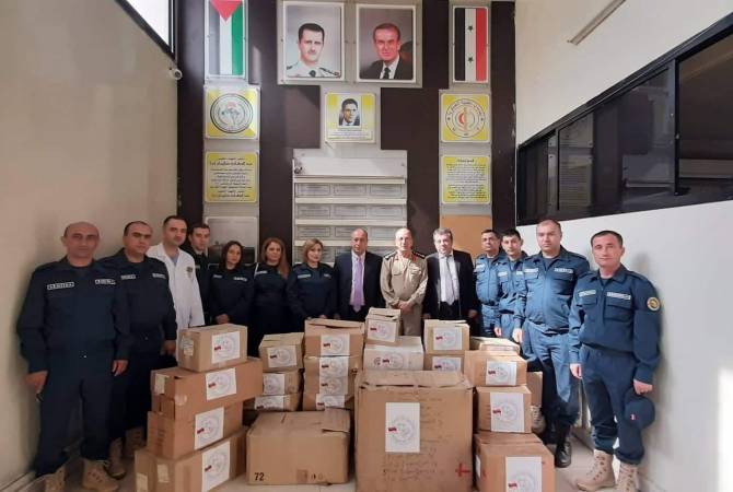 تسليم إمدادات طبية إلى المستشفى العسكري بحلب من قبل مجموعة البعثة الإنسانية الأرمينية بسوريا