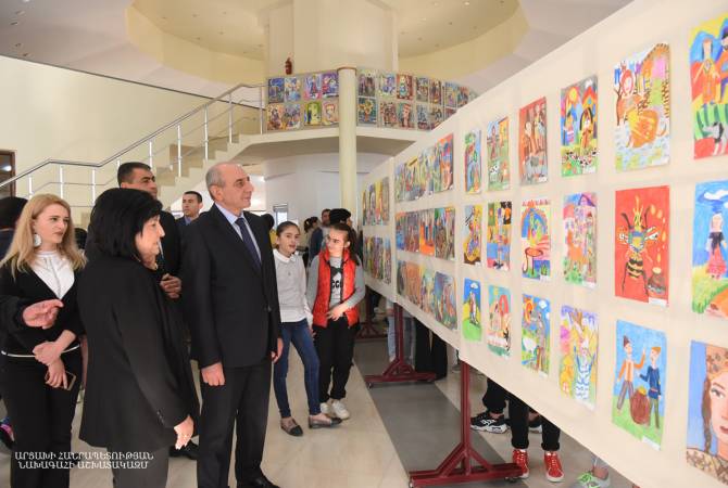 Artsakh President attends exhibition dedicated to 150th anniversary of birth of Hovhannes 
Tumanyan