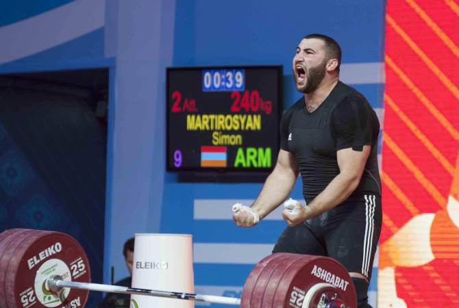 بطل العالم-عضو منتخب أرمينيا لرفع الأثقال-سيمون مارتيروسيان يحرز أيضاً بطولة أوروبا للشباب 