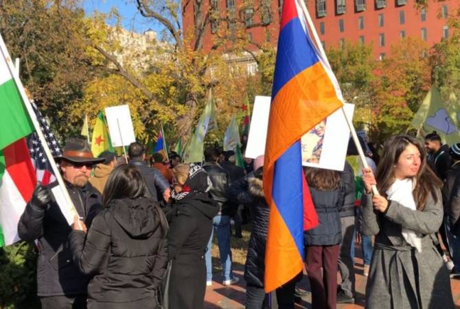 مظاهرة في واشنطن ضد زيارة إردوغان بتنظيم مشترك من منظمات أرمنية، يونانية وكردية في الولايات المتحدة
