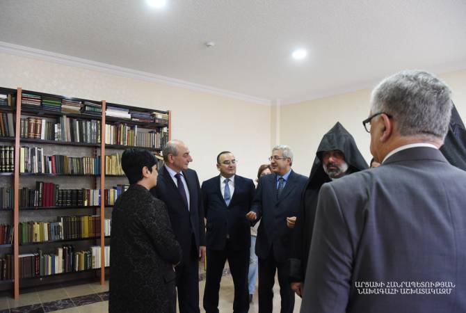 Artsakh’s President attends opening of Matenadaran-Gandzasar Center’s library-reading hall