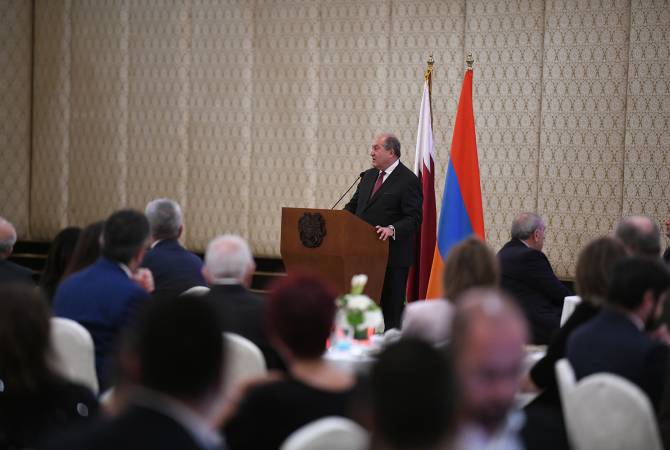 أتوقع أن نستثمر إمكاناتنا وطاقتنا..من أجل نجاح بلدنا-الرئيس سركيسيان بلقاء مع الجالية الأرمنية بقطر-