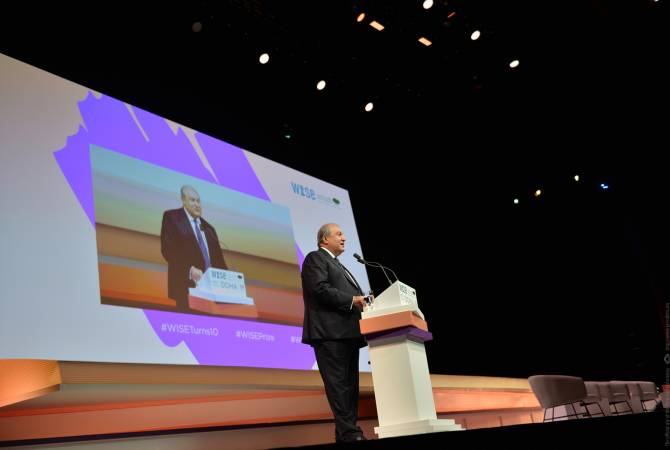 Президент Армен Саркисян выступил на Всемирном инновационном саммите образования 
в Дохе