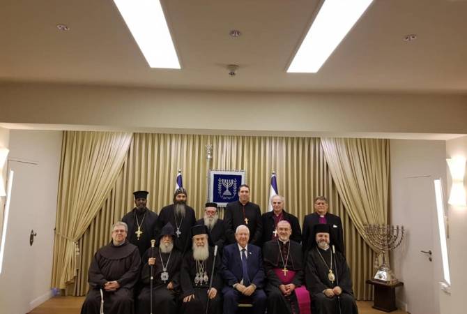 الرئيس الإسرائيلي روفين ريفلين يستقبل الزعماء الروحيين المسيحيين للأرض المقدسة-ضمنه الوفد الأرمني- 