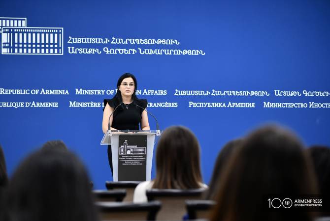 المتحدثة بإسم الخارجية الأرمينية تنفي كلام وزير خارجية أذربيجان بتفاوض أرمينيا حول وثيقة بشأن آرتساخ