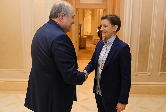 Armenian-Serbian ties record progress: President Sarkissian meets with PM Brnabić in UAE