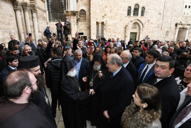 من القدس يمكن معرفة أرمينياوالقيم الروحية-الثقافيةالأرمنية العظيمة-الرئيس سركيسيان يزوركنيسة القيامة