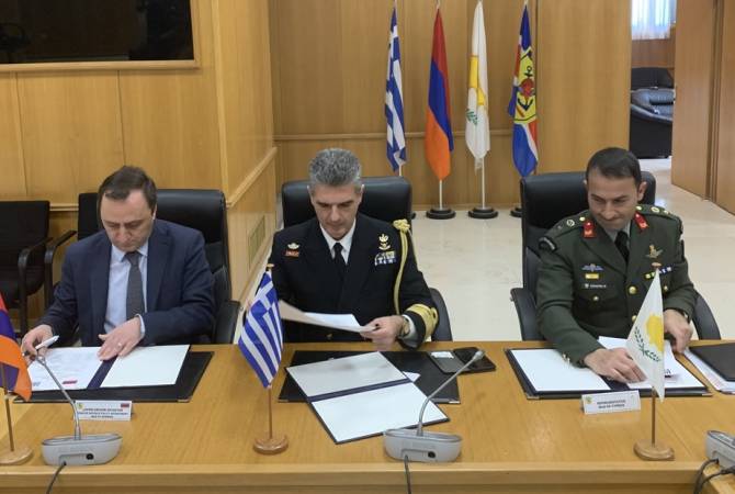 Armenia signs bilateral and trilateral defense cooperation plans with Greece and Cyprus