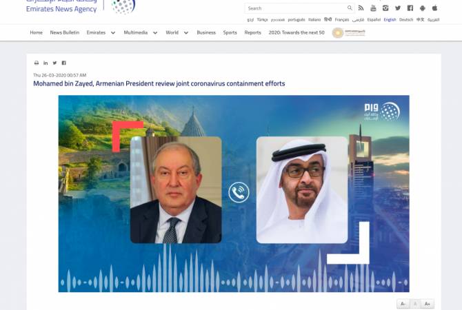 Crown Prince of Abu Dhabi affirms UAE’s readiness to support Armenia – WAM