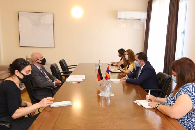 Сурен Папикян встретился с чрезвычайным и полномочным послом Германии Михаэлем 
Банцхафом
