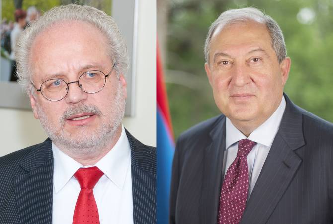 Armenian President holds phone talk with Latvian counterpart