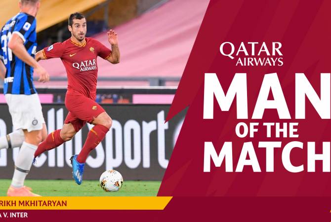 Генрих Мхитарян признан лучшим футболистом матча «Рома»-«Интер»