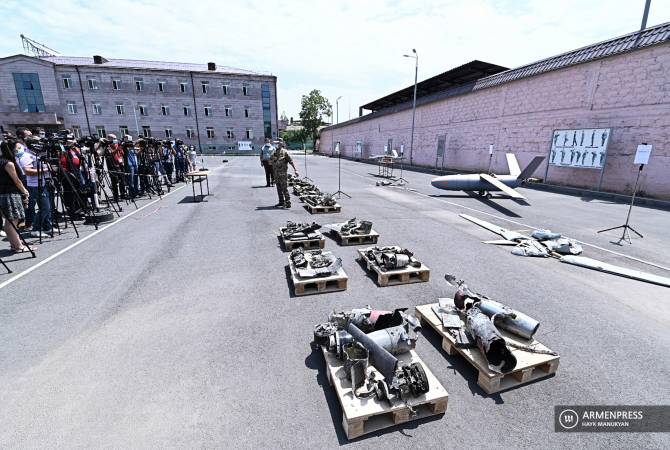 Remnants of downed Azerbaijani drones displayed in Yerevan, Armenia