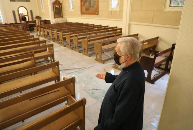 Kilometres away, Armenian Catholicosate in Antelias damaged from massive explosion in Beirut 
port 