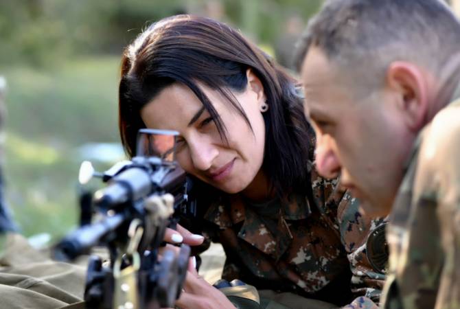 Artsakh women participate in 1-week combat preparedness training at initiative of Armenian 
PM’s wife