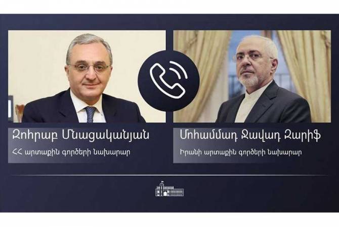 محادثة هاتفية بين وزيري خارجية أرمينيا وإيران زوهراب مناتساكانيان ومحمد جواد ظريف 