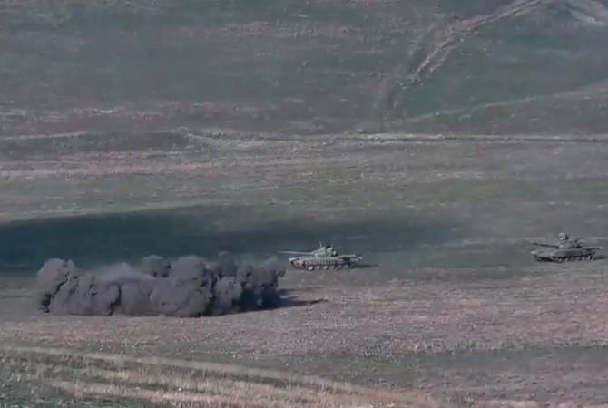 Military releases footage of Artsakh destroying attacking Azeri tanks 