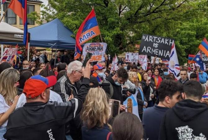 مظاهرة في كانبيرا-أستراليا من قبل المجتمع الأرمني ضد العدوان الأذري الغاشم على آرتساخ