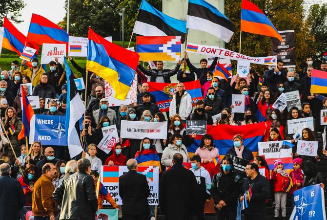 Estonia’s Armenian community holds peaceful march in support of Artsakh