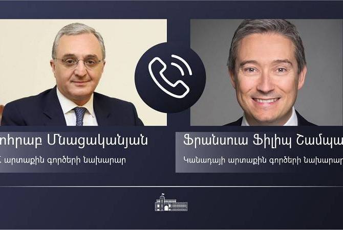 وزير خارجية أرمينيا زوهراب مناتساكانيان يجري محادثة هاتفية مع وزير خارجية كندا فرانسوا فيليب 
شامبين