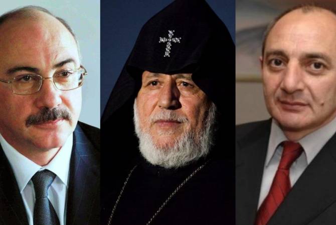 His Holiness Garegin II meets with ex-Presidents of Artsakh Arkady Ghukasyan and Bako 
Sahakyan