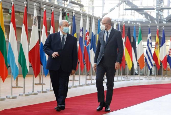 الرئيس سركيسيان يلتقي رئيس المجلس الأوروبي شارل ميشيل ببروكسل الذي يقول أن أي تدخل 
مرفوض بآرتساخ