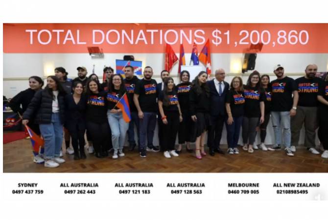 В ходе  телемарафона армянской общины Австралии и Новой Зеландии собрано 1. 200.860 
долларов

