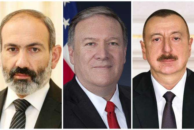 Le secrétaire d'État américain Pompeo s'entretient avec Pashinyan et  Aliyev