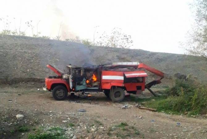 Ударный беспилотник ВС Азербайджана нанес удар по пожарной машине Госслужбы ЧС 
Арцаха

