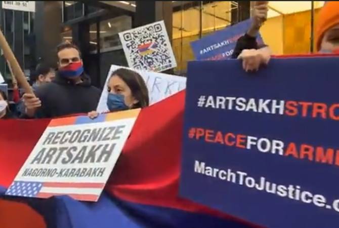 Арцах - это Армения: армяне провели акцию протеста у консульства Турции в Нью-Йорке

