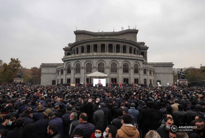 Rally organized by Salvation of the Motherland Movement kicks off at Yerevan's Freedom 
Square