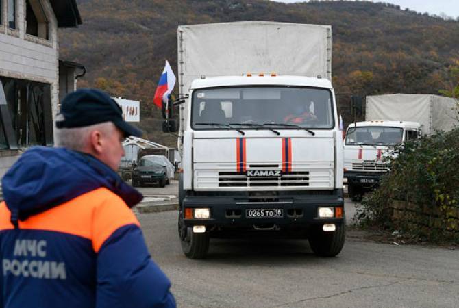 Очередная автоколонна с гуманитарным грузом МЧС России направилась в Нагорный 
Карабах

