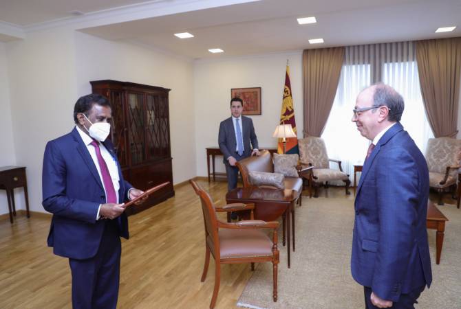 Newly appointed Ambassador of Sri Lanka to Armenia delivers copies of credentials to FM 
Ayvazian