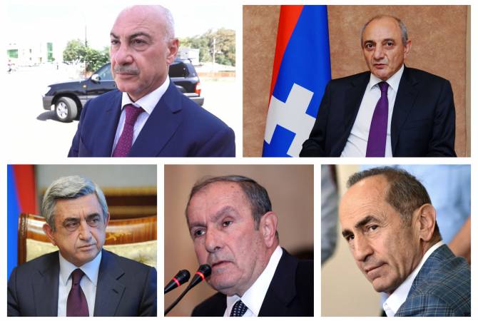 اجتماع بين الرؤوساء السابقين لأرمينيا تير بتروسيان، كوتشاريان وسركيسيان ورؤوساء آرتساخ غوكاسيان 
وساهاكيان