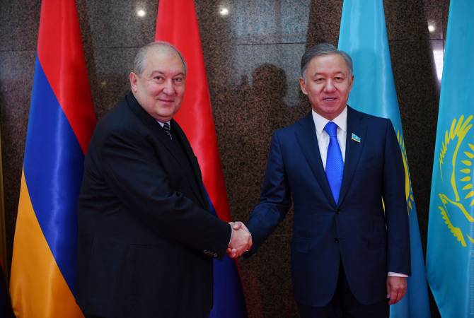 President of Armenia meets with speaker of lower house of Kazakh Parliament