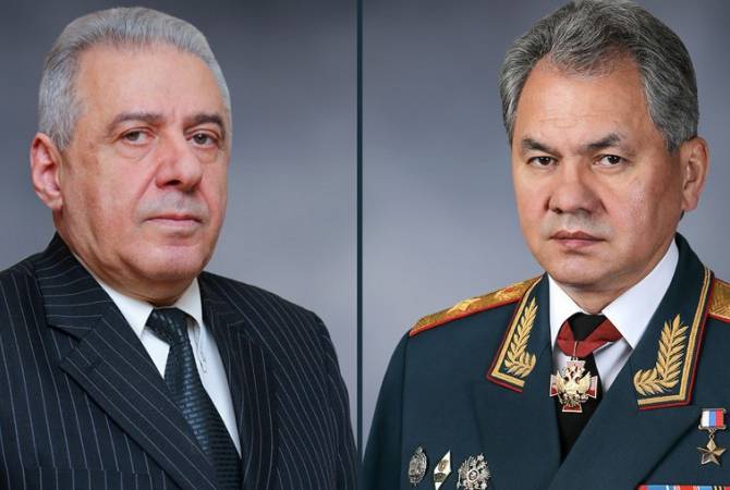 Sergueï Shoygu félicite son homologue arménien pour la victoire du parti au pouvoir aux 
élections legislatives

