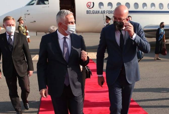 European Council President Charles Michel arrives in Armenia