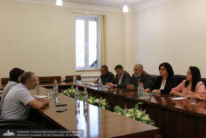 ԱՀ ԱԺ «Միասնական հայրենիք» խմբակցության անդամները հանդիպել են ԱՀ ԱԳ 
նախարար Դավիթ Բաբայանի հետ
