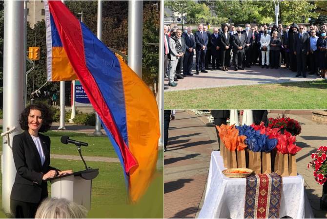 Armenian flag raised in front of Ottawa City Hall