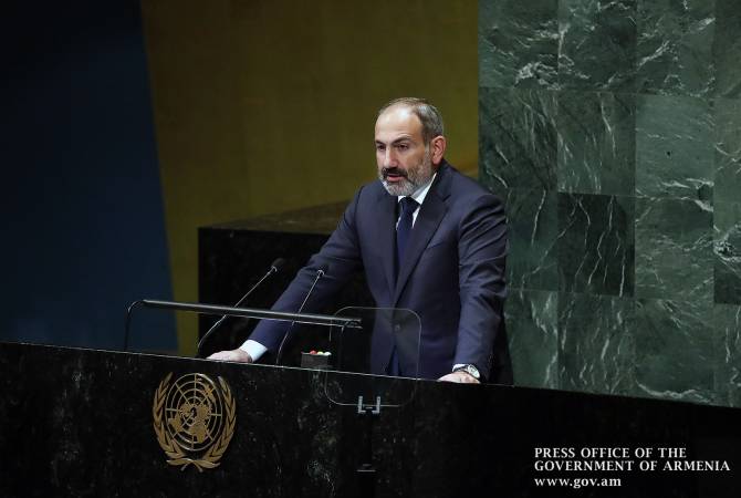 رئيس وزراء أرمينيا نيكول باشينيان يتحدّث أمام الجمعية العامة للأمم المتحدة عن نسف أذربيجان لعملية 
السلام وعن جرائمها