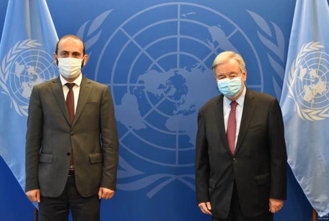 وزير خارجية أرمينيا آرارات ميرزويان يلتقي الأمين العام للأمم المتحدة أنطونيو غوتيريش وبحث مسألة 
آرتساخ وعودة أسرى الحرب 