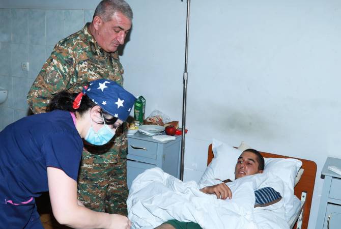 Artsakh Minister of Defense visits wounded troops of latest Azeri attack 
